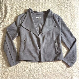 Y2K Calvin Klein Moto Style Cropped Open Textured Grey Jacket S Small